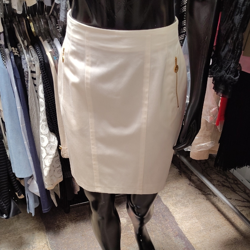 Mondi Cream Mini Skirt with Gold Accents